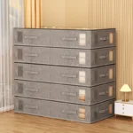 Caixa de armazenamento de tecido dobrável com tampa, organizador sob a cama para roupas de cama, grande capacidade visível à prova de poeira e umidade - Imagen 2