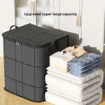 Caixas de Armazenamento Pretas Dobráveis, Organizadores Grandes Empilháveis para Roupas e Cobertores, Caixas de Mudança Reforçadas que Economizam Espaço - Imagen 6