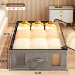 Caixa de armazenamento de tecido dobrável com tampa, organizador sob a cama para roupas de cama, grande capacidade visível à prova de poeira e umidade - Imagen 5