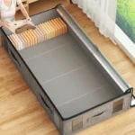 Caixa de armazenamento de tecido dobrável com tampa, organizador sob a cama para roupas de cama, grande capacidade visível à prova de poeira e umidade - Imagen 4